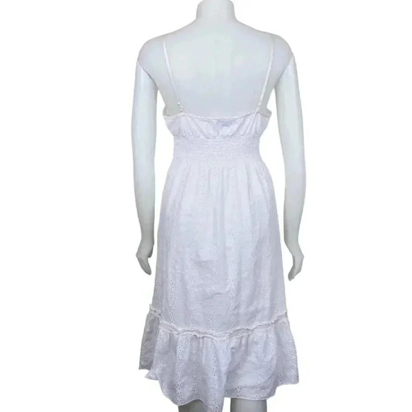 Vintage Y2K Bebe White Eyelet Midi Dress Boho Cotton Size Large - Picture 5 of 10